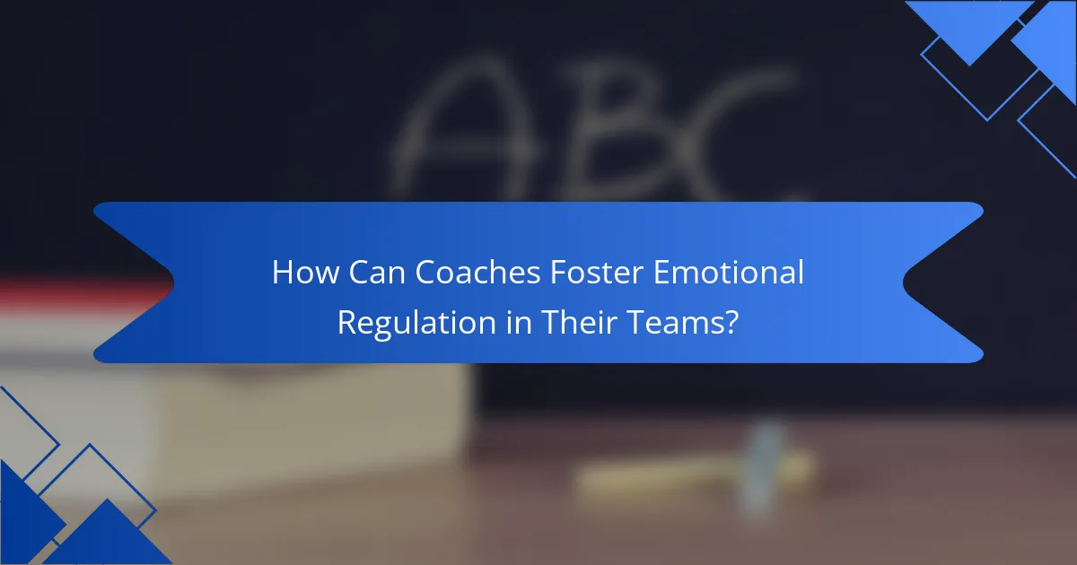 How Can Coaches Foster Emotional Regulation in Their Teams?