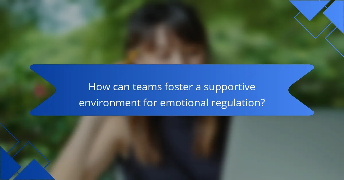 How can teams foster a supportive environment for emotional regulation?
