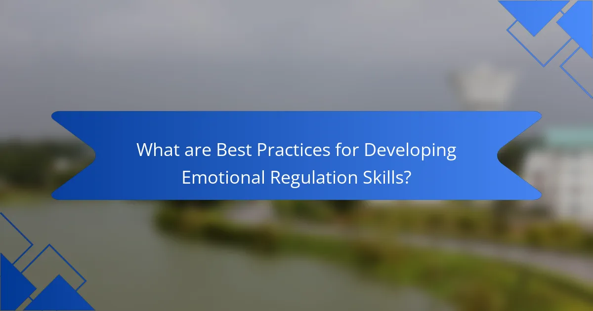 What are Best Practices for Developing Emotional Regulation Skills?