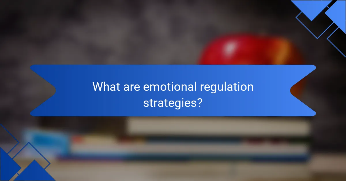 What are emotional regulation strategies?
