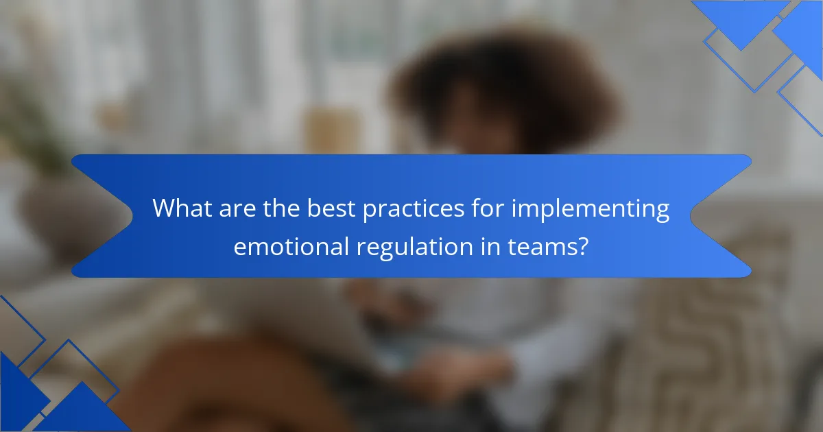 What are the best practices for implementing emotional regulation in teams?