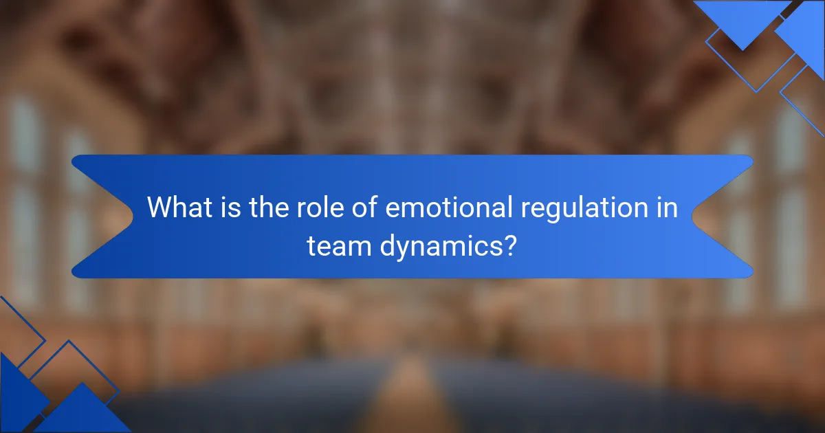 What is the role of emotional regulation in team dynamics?