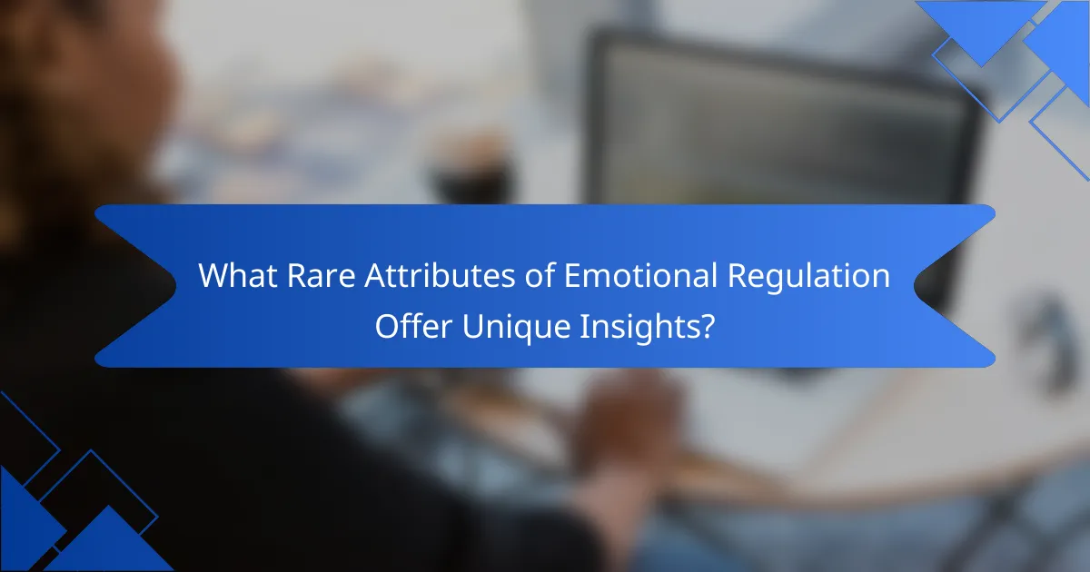 What Rare Attributes of Emotional Regulation Offer Unique Insights?